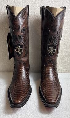 Texas Country Platino Python Brown Leather boots Men Size 7